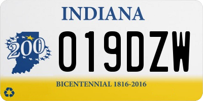 IN license plate 019DZW