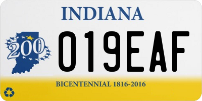 IN license plate 019EAF