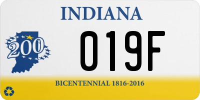 IN license plate 019F