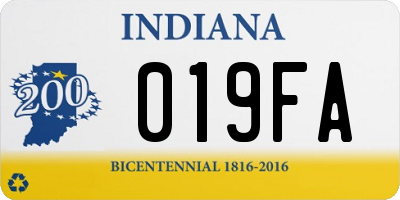 IN license plate 019FA