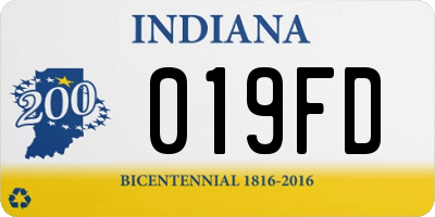 IN license plate 019FD