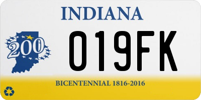 IN license plate 019FK