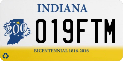 IN license plate 019FTM