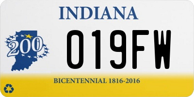IN license plate 019FW