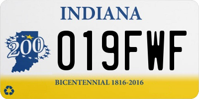 IN license plate 019FWF