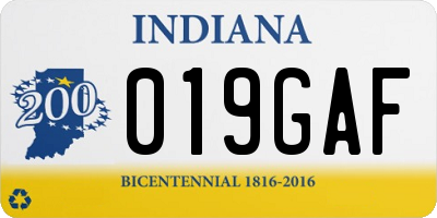 IN license plate 019GAF