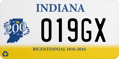 IN license plate 019GX