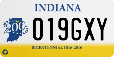 IN license plate 019GXY