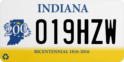 IN license plate 019HZW