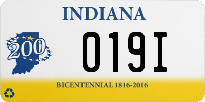 IN license plate 019I