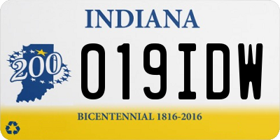 IN license plate 019IDW