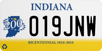 IN license plate 019JNW