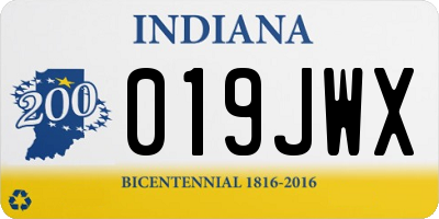 IN license plate 019JWX