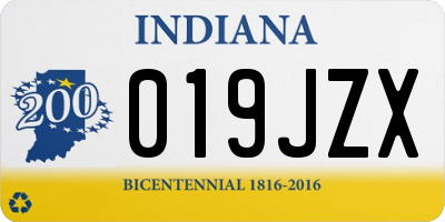 IN license plate 019JZX