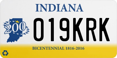 IN license plate 019KRK