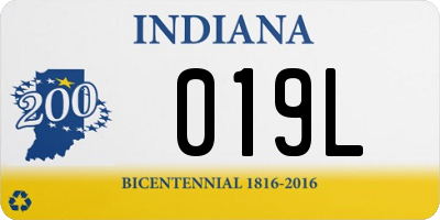 IN license plate 019L