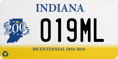 IN license plate 019ML