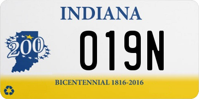 IN license plate 019N