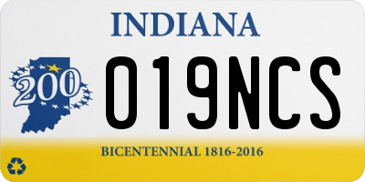 IN license plate 019NCS