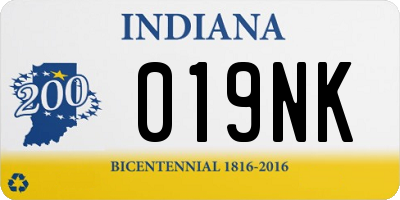 IN license plate 019NK