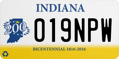 IN license plate 019NPW