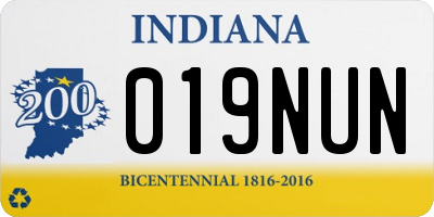 IN license plate 019NUN