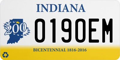 IN license plate 019OEM