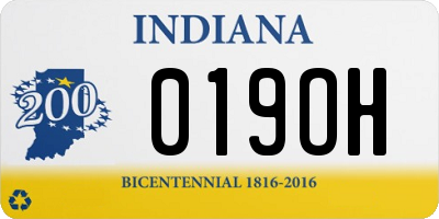 IN license plate 019OH