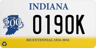 IN license plate 019OK