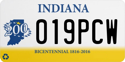 IN license plate 019PCW