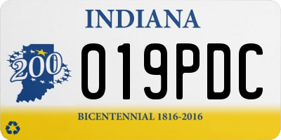 IN license plate 019PDC