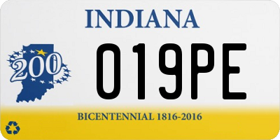 IN license plate 019PE