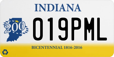 IN license plate 019PML