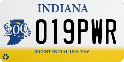 IN license plate 019PWR