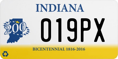 IN license plate 019PX