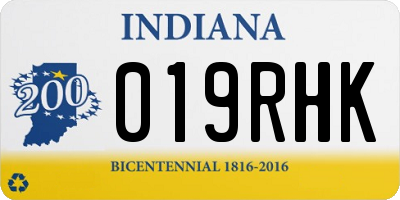 IN license plate 019RHK