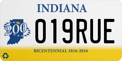 IN license plate 019RUE