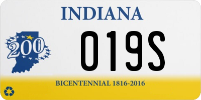 IN license plate 019S