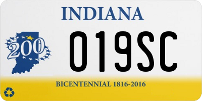 IN license plate 019SC