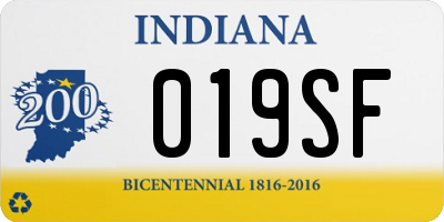 IN license plate 019SF