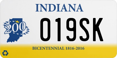 IN license plate 019SK