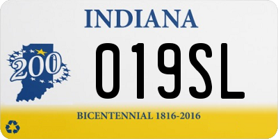 IN license plate 019SL