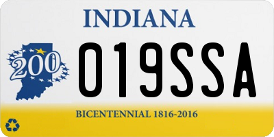 IN license plate 019SSA