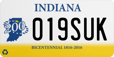 IN license plate 019SUK