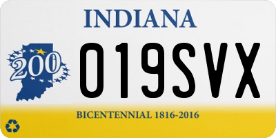 IN license plate 019SVX