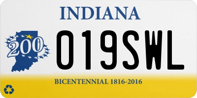 IN license plate 019SWL