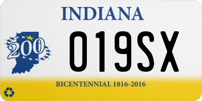 IN license plate 019SX