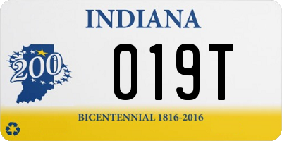 IN license plate 019T