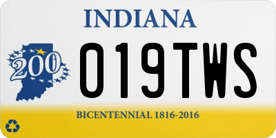 IN license plate 019TWS