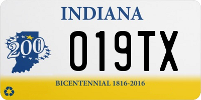 IN license plate 019TX